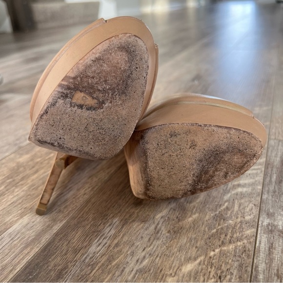 Jimmy Choo Tan Platform Peep-Toe Heels - Picture 6 of 13